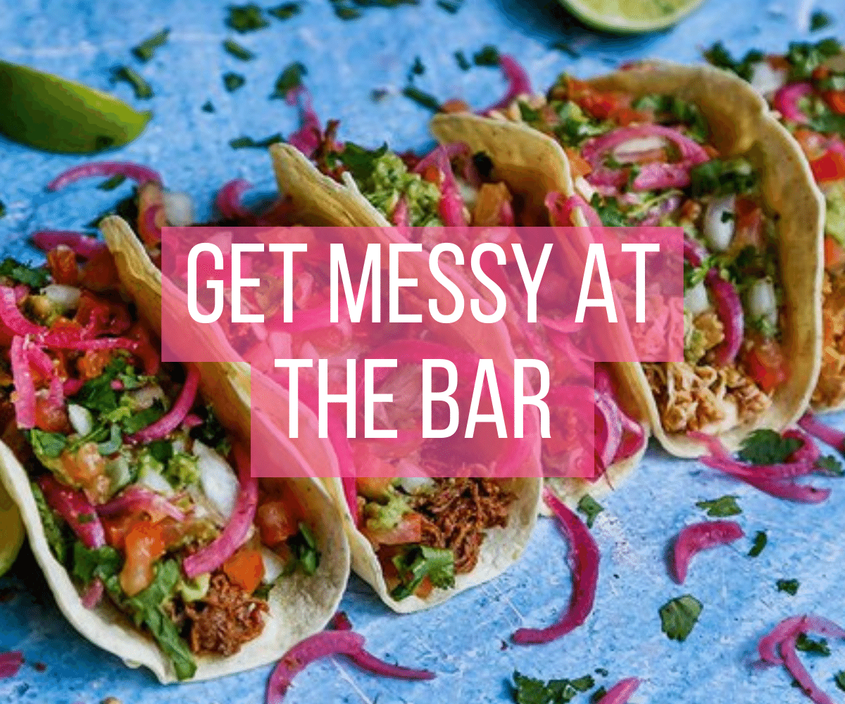 Get messy at the taco bar. Order for your event